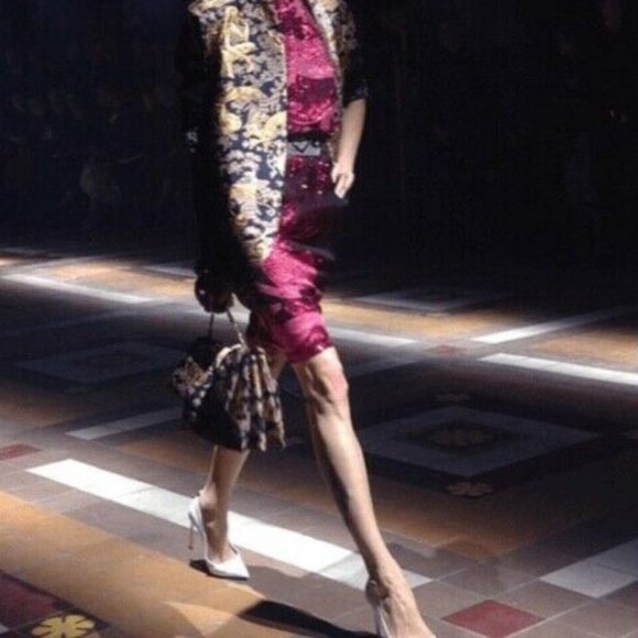 Lanvin silk deer runway skirt, red sequin, S - Picture 6 of 6